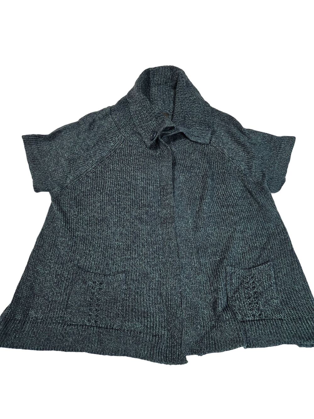 New Direction Womens Cape Sweater Size 2XL Blue 100% Acrylic Short Sleeve